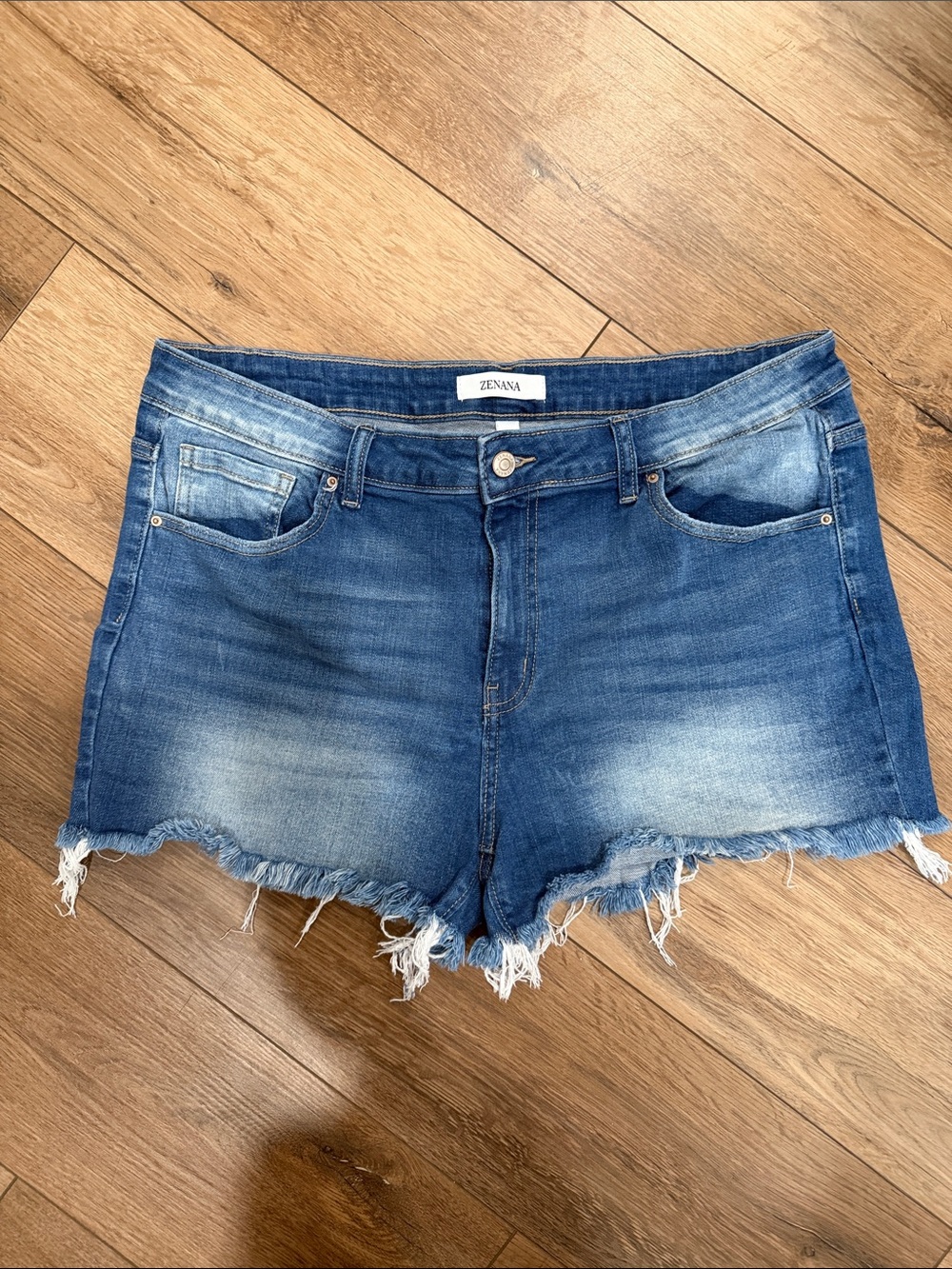 Zenana Outfitters Distressed Blue Denim Cutoff Shorts